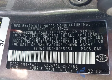 2023 Toyota Camry Se Awd from USA, damaged, VIN 4T1G11BK1PU085154